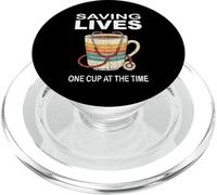 Saving Lives One Cup At The Time Nurse Coffee Stethoscope PopSockets PopGrip for MagSafe