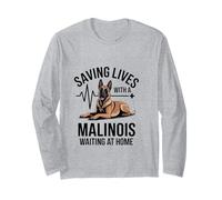 Saving Lives with A Malinois Waiting at Home Long Sleeve T-Shirt