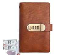 Saving Organizer - Savings Challenge Organizer for Beginners | Pu Leather with Combination Lock, Vintage Wallet Style Budgeting Journal, Cash Envelope System for Women Men Dorm Travel Home Business