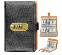 Saving Wallet, Envelopes Saving Challenge Book with Password Lock, Budget Binder for Travel and Family Savings Management, Money Saving Binder in Black