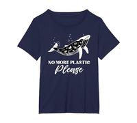 Saving Whales Sea Creature Environment T-Shirt, Women's Plus, Navy Blue, 2X