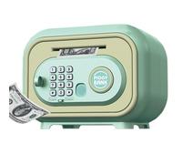Savings Bank, Cash Coin Safe with Key Lock, ABS Material, Automatic Money Container with Password Entry and Fingerprint Simulation for Budgeting Teaching Gift and Secure Storage, 14.5 x 19.5 x 13 cm
