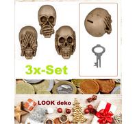 Savings Banks 3 Monkeys See Nothing Hear Say Skull Design Polyresin 3x Set