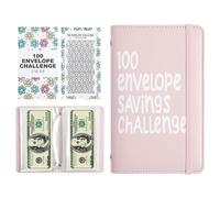 Savings Book - 7,01x4,33x0,79 Savings Challenge Book, Cash Saver 100 Envelopes PU Paper, Costs Tracking Revenue Management | Coin Collection Money Binder For Home School Offices