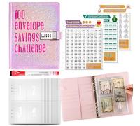Savings Book Budget Binder Planner,Budget Planner with Cash Envelopes - Challenge Book Long Lasting Binder for All Ages - Cash & Expense Envelope Budget Planner Portable for Birthday