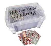 Savings Challenges Book with Envelopes 100 Envelopes Money Saving Challenge Transparent 100 Cards Money Saving Box for Budgeting Planning Gift for Family Friend