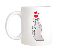 Saviola - Fingerheart Mug, Funny South Korea Flag For K-pop And K-Drama Fans, Korean Mug For Boys And Girls, Korean Oppa Mug, 11oz Novelty Coffee Mug/Cup