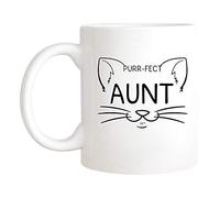 Saviola - Purr-fect Aunt Mug, Funny Cat Lover Mug For Aunts, Kitty Mug For Women, Purry Cat Owner Mug For The Best Aunt, 11oz Novelty Coffee Mug/Cup