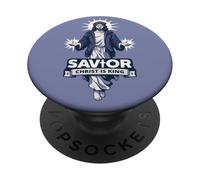 SAVIOR Christ Is King Jesus Christian Faith Men Women Teens PopSockets Adhesive PopGrip