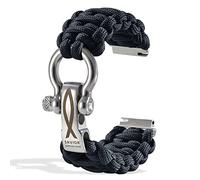 Savior Survival Gear Paracord 20mm Watch Band with Quick Release - Men & Women - Strap Compatible with Samsung Galaxy Watch5, Watch4, & various other smart watches (Black w/Gray Clasp, 20mm - Large)