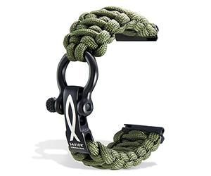 Savior Survival Gear Paracord 20mm Watch Band with Quick Release - Men & Women - Strap Compatible with Samsung Galaxy Watch5, Watch4, & various other smart watches (Green, 20mm - Large)