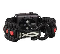 Savior Survival Gear Paracord Watch Band,Compatible with Apple Watch & iWatch Bands Series 42mm 44mm 45mm 49mm, 550 Paracord & Stainless Steel Shackle, Men & Women (Black and Red, X-Large)