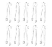 SAVITA 10 Pieces 14.5 x 1.8 cm Buffet Serving Tongs Plastic Transparent Small Kitchen Tongs for Buffets Appetizers and Desserts (Transparent)