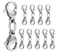 SAVITA 10 x Double Lobster Clasps, 2.5 cm Stainless Steel Lobster Clasp Jewellery Connector Double Claw for Necklace Bracelet Jewellery Making (Silver)