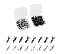SAVITA 100 Pcs Guitar Pickguard Screws, Bass Pickguard Screw Set, Guitar Mounting Screws for Electric Guitar Electric Bass Guards (Light Black, Bright Silver)