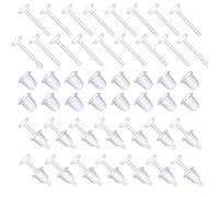 SAVITA 100pcs Clear Earrings, Plastic Transparent Earrings Replacements Clear Ear Pins and Earring Backs for Men Women DIY Supplies, 3mm(50 Pairs)