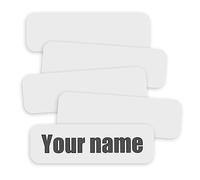 SAVITA 100pcs No-Iron Clothing Labels, Writable Self-Adhesive Name Tags Waterproof Personalized Fabric Name Labels for Kids School Nursing Home Daycare Camp (White)