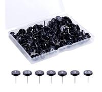 SAVITA 100pcs Number Push Pins, Black Pins Plastic Flat Head Thumb Tacks with White Number from 1 to 100 for Maps Presentations Photos Posters Gallery Exhibits