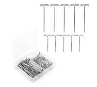 SAVITA 100pcs T Pins for Wig Heads, 1&2 Inch Wig Straight Pins with a Plastic Box T Pins for Knitting Crafts Sewing Jewelry (Silver)