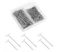 SAVITA 100pcs T Pins for Wig Heads, 1.5&2 inch Wig Straight Pins with a Plastic Box T Pins for Knitting Crafts Sewing Jewelry (Silver)