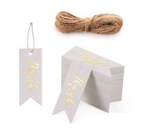 SAVITA 100pcs Thank You Tags for Favors with 10.9yard Hemp Rope, Thank You Gift Tags with String Attached Thanksgiving Gift Tags for Baby Shower Wedding Birthday Holiday Graduation Ceremony, Red