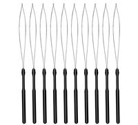 SAVITA 10pcs Hair Extension Loop Needle Threader Hook Bead Device Micro Links Hair Extension Kit for Hairdressing Tools (Black)