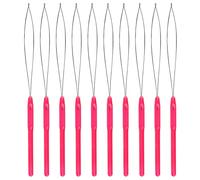 SAVITA 10pcs Hair Extension Loop Needle Threader Pulling Hook Bead Device Micro Links Hair Extensions Kit for Hair Styling Tools Accessory (Magenta)