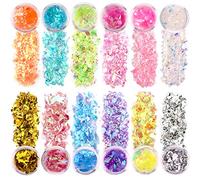 SAVITA 12 Colors Iridescent Glitter Flakes Holographic Nail Sequins Chunky Glitter Irregular Resin Epoxy Paint Art Craft Festival Cosmetic Body Glitter