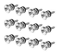 SAVITA 12 Pieces 0.9x0.5 Guitar Strap Locks and Buttons Set, Strong Metal Guitar End Pins with Screws and Rubber Blocks for Acoustic Electric Classical Guitar, Bass Ukulele (Silver)