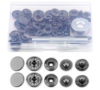 Savita 12 Sets Metal Snap Buttons Leather Snap Fasteners Kit with 4 Install Tools Heavy Duty Snaps Press Stud Sewing Snaps for Clothes, Jeans, Belt, Fabric, 15mm