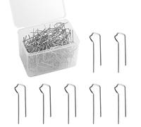 SAVITA 120pcs 1.7 Inch Floral U-Pins for Foam, Greening Pins Floral U-Pin Fern Pin with Storage Box for Straw Wreath Holiday Arrangement (Silver)