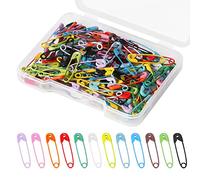 Savita 120pcs Safety Pins with Clear Case, 19mm Assorted Small Mini Tiny Colorful Nickel Plated Stainless Steel Safety Pins for Clothes Sewing Jewelry DIY (YYD23110)