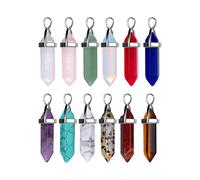 SAVITA 12pcs Chakra Crystal Pendants, Crystal Pendant Charms Hexagonal Natural Quartz Stone Pendants for Men Women Jewelry Making
