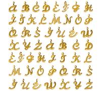 SAVITA 130pcs/5 Sets Gold Letter Charms ABC Letter Charms Mini Alphabet A-Z Zinc Alloy Bracelet Necklace Pendants for DIY Jewelry Making