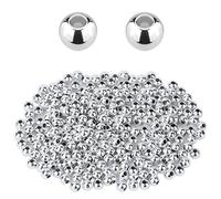 SAVITA 1400pcs 2mm Silver Beads Small Metal Round Spacers Beads Metallic Plated Round Beads for Jewelry Bracelets Necklace DIY Crafts Decoration (Silver)