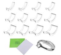 SAVITA 14pcs Invisible Clear Ring Size Adjuster Set, with 12 Regulators 1 Silver Wiping Cloth and 1 Adhesive Patch Ring Sizer for Men and Women Fit Any Rings Various Sizes Loose Rings