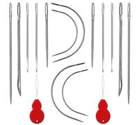 Savita 14pcs Sewing Needles, Multiple Styles, Embroidery, Blunt, Curved, Silver, Carbon Steel, Hand Sewing, Upholstery, Carpet, Leather, Canvas Repair