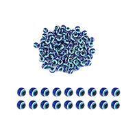 SAVITA 150pcs Blue Evil Eye Beads Eyeball Spacer Beads Handmade Resin Charms for DIY Bracelets Necklace Jewelry Making (8mm/0.3inch)