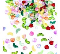 SAVITA 160pcs Tulip Flower Beads, Mixed Color Glass Tulip Beads for DIY Jewelry Making
