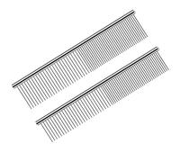 SAVITA 2 Pack Sliver Macrame Comb Flea Comb Dog Combs with Stainless Steel Teeth Pet Hair Combs for Grooming Large Small Dogs Cats Home Professional Hair Grooming Tool (Small and Medium Size)