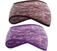 SAVITA 2 Pack Winter Ear Warmers Headband Stretchy Yoga Headband Gym Sport Headband Thermal Ear Muffs Ski Headband Moisture Wicking for Women Man(Purple, Brown)