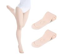 SAVITA 2 Pairs Ballet Dance Footed Tights, Breathable Ballet Legging Stocking with Hole in Foot Pantyhose for Girls Kids Women Toddler Students Practice (60D,XL), Pink, (B12296-300)