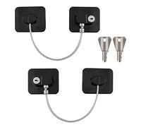 SAVITA 2 Pcs Refrigerator Door Locks, Fridge Lock with 2 Keys Stainless Steel Zinc Alloy Strong Adhesive Lock Protect Baby Kid Safe for Windows Kitchen Cabinets Cupboard Refrigerator Drawer (Black)