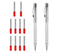 SAVITA 2 Pcs Tungsten Carbide Scriber with Magnet, Steel Etching Engraving Pen Glass Scriber Tool Marking Scriber with 10 Pcs Tungsten Carbide Replacement Tips for Stainless Steel Ceramics Metal Sheet