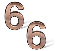 SAVITA 2 Pieces 7cm Bronze Post Box Numbers, Adhesive Address Number Stickers House Numbers Sign for Cars Hotels Houses Apartments (Number 6)