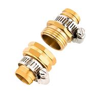 SAVITA 2 Sets 3/4 Inch Brass Garden Hose Repair Kit,Hose Mender End Female and Male Hose Connector with 4 Pieces Stainless Steel Clamp