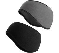 SAVITA 2 x Sports Headband Winter Anti-Sweat Ear Cover for Running, Men, Women (2 Colours) (Black, Grey)