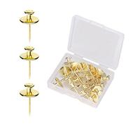 SAVITA 20 Pieces Small Head Pegs, Double Headed Wall Nails Hangers for Push Pins Hooks Decorative for Home, Room, Office, Study Room, Drywall (Gold)