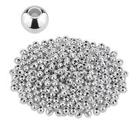 SAVITA 200pcs 8mm Round Spacer Beads for Jewelry Making, Metal Spacer Beads Silver Smooth Round Beads for DIY Making Bracelet Necklace Earring Crafting, 8mm, aperture 2.8mm
