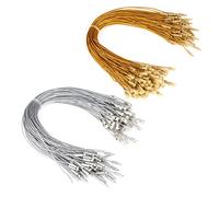 SAVITA 200pcs Christmas Ornament Hanger String, Precut Metallic Ribbon for Ornament Hanging with Snap Fastener Ornaments Snap Cord for Christmas Tree Party Supplies (Gold & Silver)